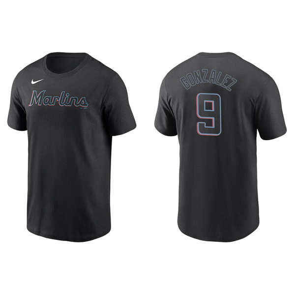 Men's Miami Marlins Erik Gonzalez Black Name & Number Nike T-Shirt