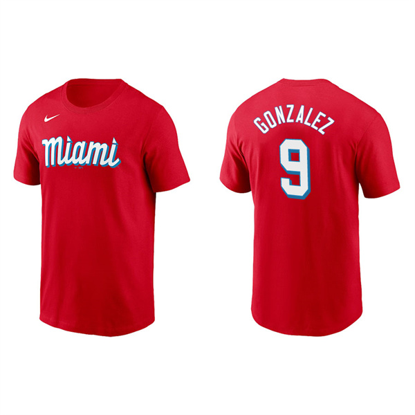 Men's Miami Marlins Erik Gonzalez Red 2021 City Connect Wordmark T-Shirt