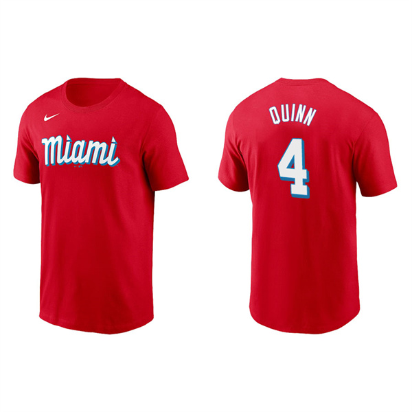 Men's Miami Marlins Roman Quinn Red 2021 City Connect Wordmark T-Shirt