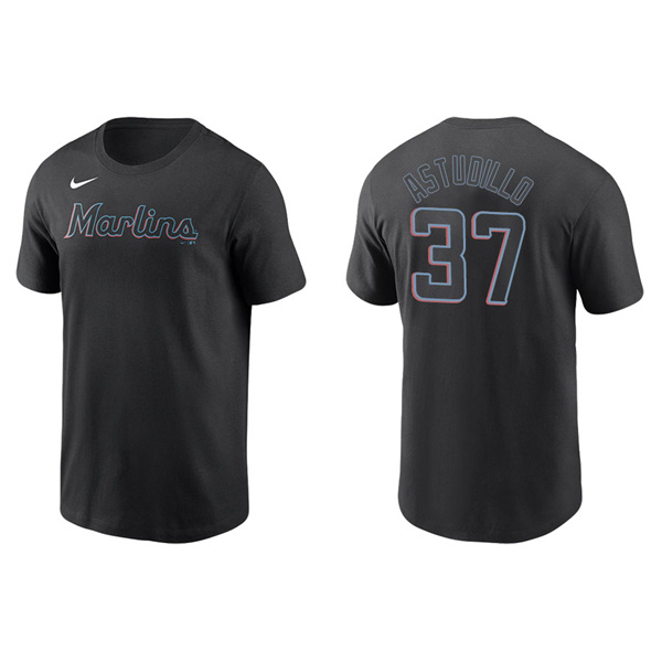 Men's Miami Marlins Willians Astudillo Black Name & Number Nike T-Shirt