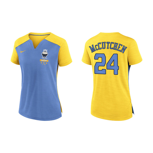 Andrew McCutchen Women's Brewers Gold City Connect Exceed Boxy V-Neck T-Shirt