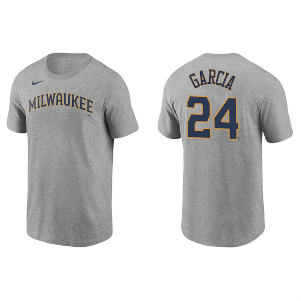 Men's Milwaukee Brewers Avisail Garcia Gray Name & Number Nike T-Shirt