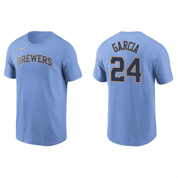 Men's Milwaukee Brewers Avisail Garcia Light Blue Name & Number Nike T-Shirt
