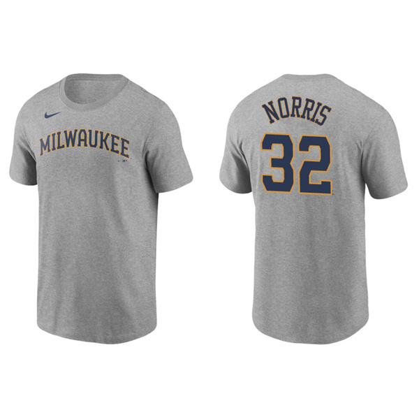 Men's Milwaukee Brewers Daniel Norris Gray Name & Number Nike T-Shirt