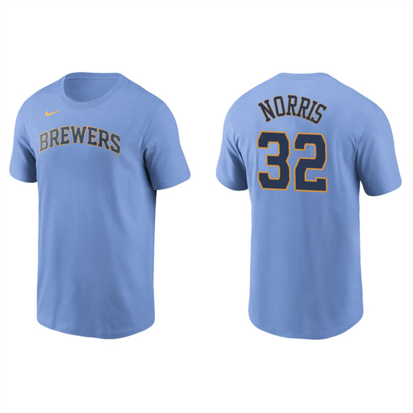 Men's Milwaukee Brewers Daniel Norris Light Blue Name & Number Nike T-Shirt