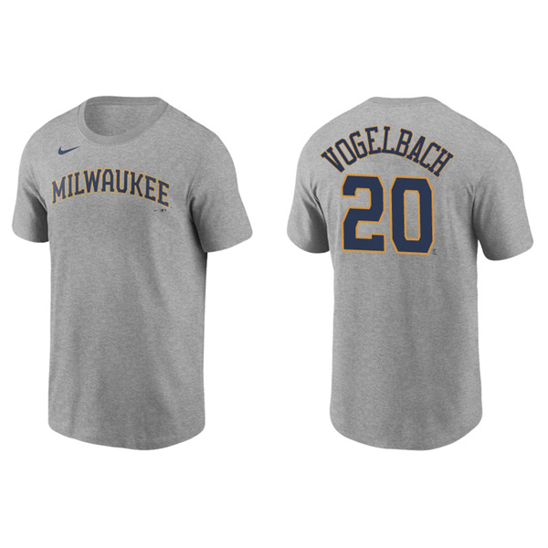 Men's Milwaukee Brewers Daniel Vogelbach Gray Name & Number Nike T-Shirt