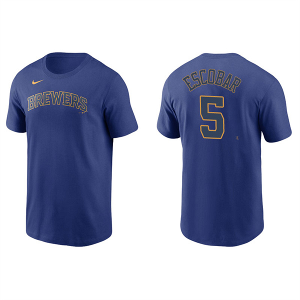 Men's Milwaukee Brewers Eduardo Escobar Royal Name & Number Nike T-Shirt