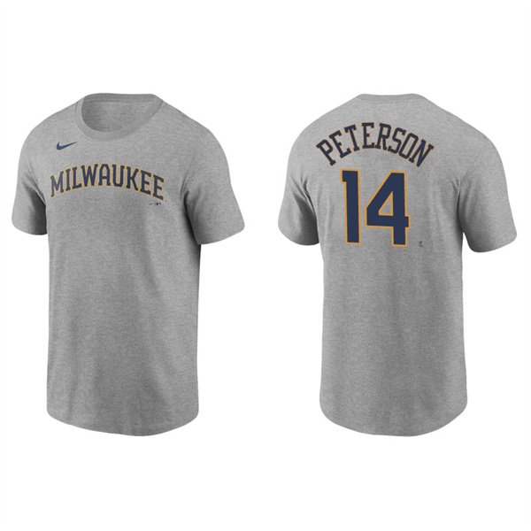 Men's Milwaukee Brewers Jace Peterson Gray Name & Number Nike T-Shirt