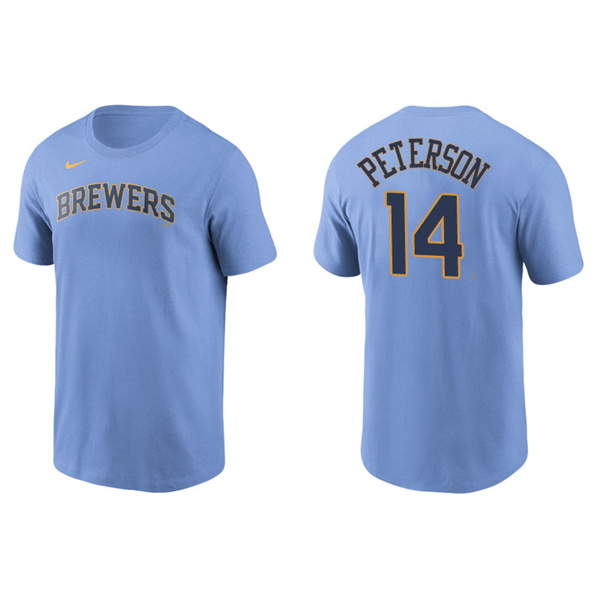 Men's Milwaukee Brewers Jace Peterson Light Blue Name & Number Nike T-Shirt