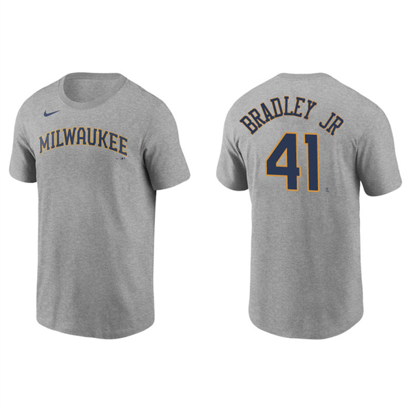 Men's Milwaukee Brewers Jackie Bradley Jr. Gray Name & Number Nike T-Shirt