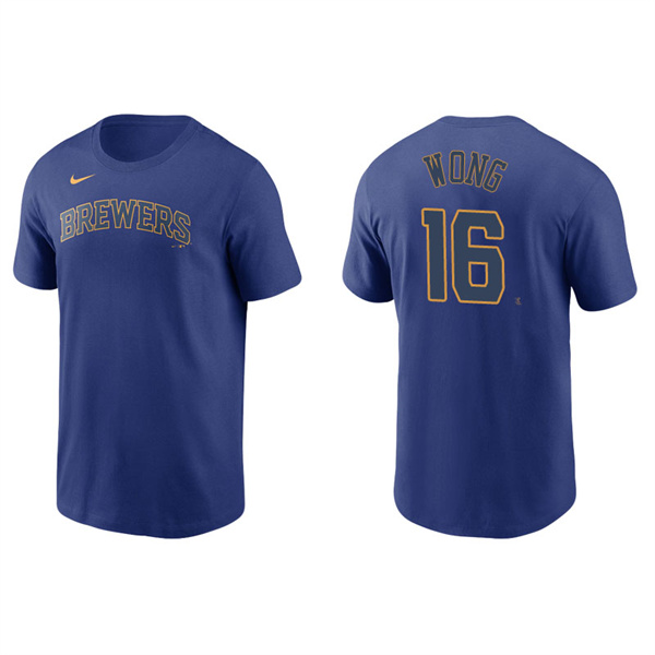 Men's Milwaukee Brewers Kolten Wong Royal Name & Number Nike T-Shirt