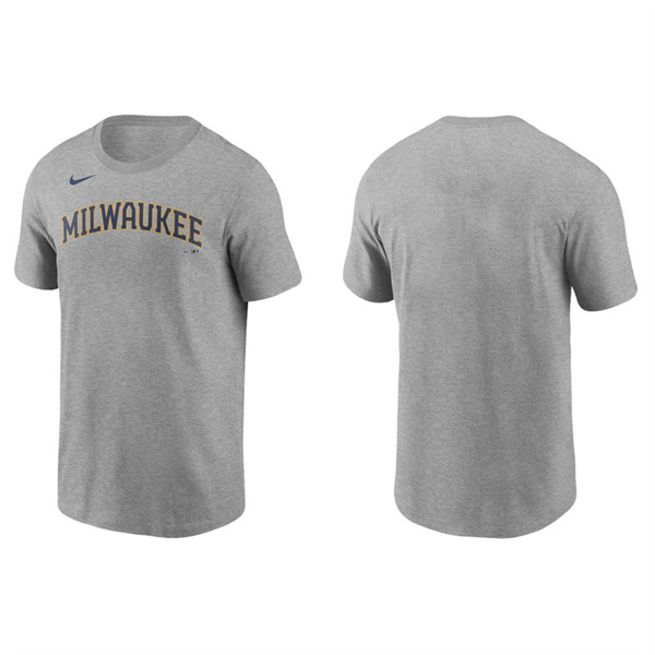 Men's Milwaukee Brewers Gray Nike T-Shirt