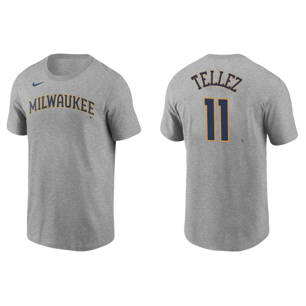 Men's Milwaukee Brewers Rowdy Tellez Gray Name & Number Nike T-Shirt