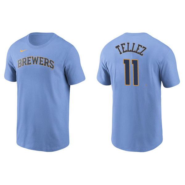 Men's Milwaukee Brewers Rowdy Tellez Light Blue Name & Number Nike T-Shirt