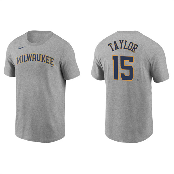 Men's Milwaukee Brewers Tyrone Taylor Gray Name & Number Nike T-Shirt