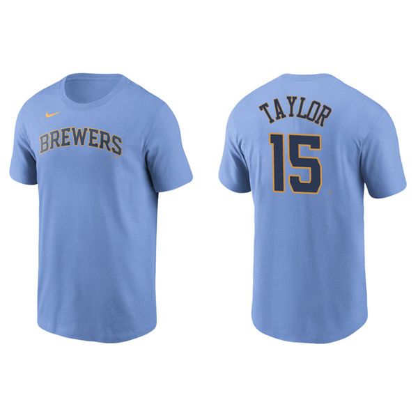 Men's Milwaukee Brewers Tyrone Taylor Light Blue Name & Number Nike T-Shirt