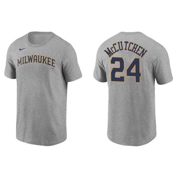 Men's Milwaukee Brewers Andrew McCutchen Gray Name & Number Nike T-Shirt