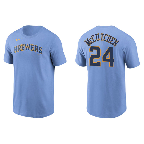 Men's Milwaukee Brewers Andrew McCutchen Light Blue Name & Number Nike T-Shirt