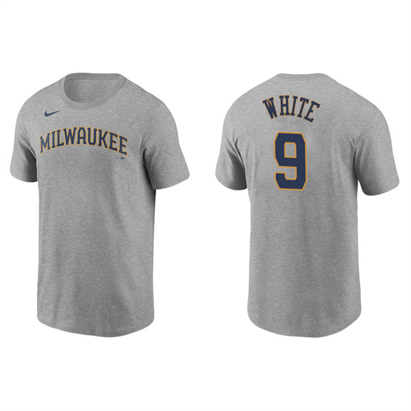 Men's Milwaukee Brewers Tyler White Gray Name & Number Nike T-Shirt