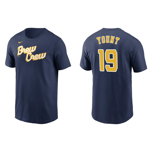 Robin Yount Brewers Navy City Connect Wordmark T-Shirt