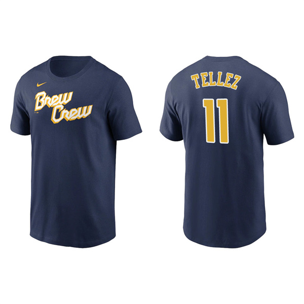 Rowdy Tellez Brewers Navy City Connect Wordmark T-Shirt