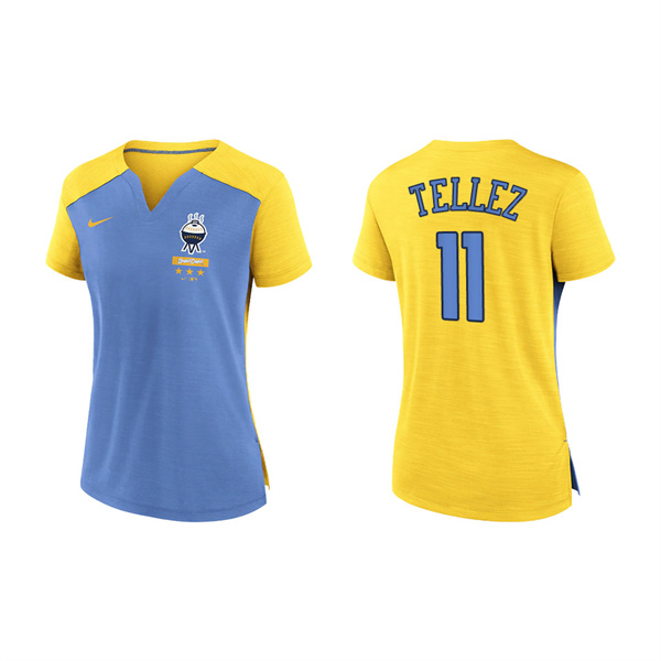 Rowdy Tellez Women's Brewers Gold City Connect Exceed Boxy V-Neck T-Shirt