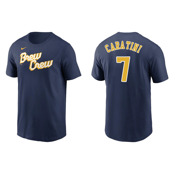 Victor Caratini Brewers Navy City Connect Wordmark T-Shirt