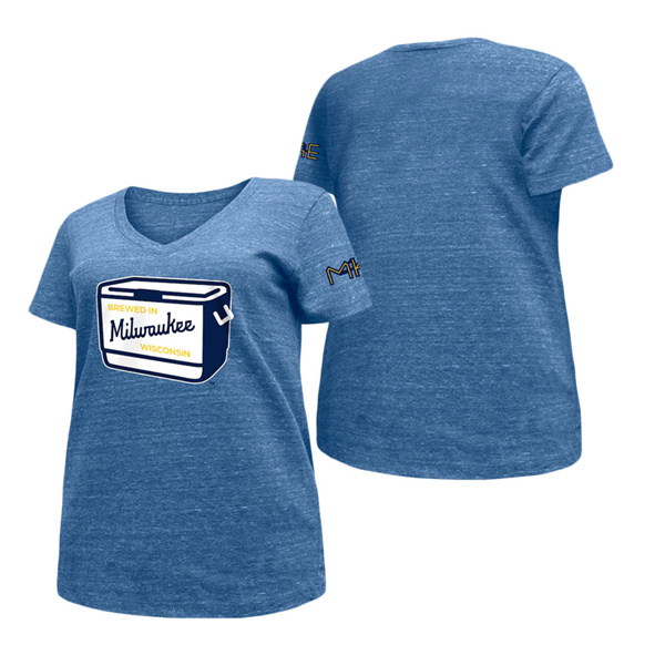 Women's Brewers Heathered Royal City Connect Plus Size V-Neck T-Shirt