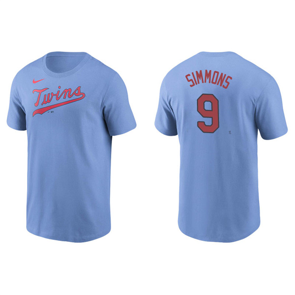 Men's Minnesota Twins Andrelton Simmons Light Blue Name & Number Nike T-Shirt