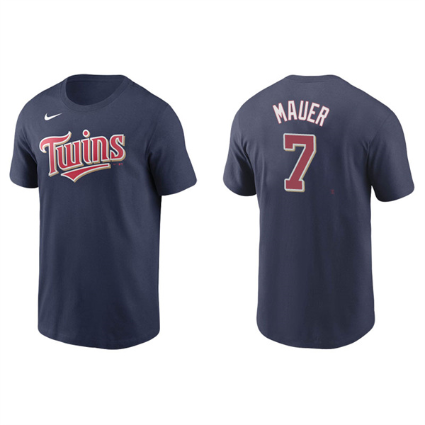 Men's Minnesota Twins Joe Mauer Navy Name & Number Nike T-Shirt