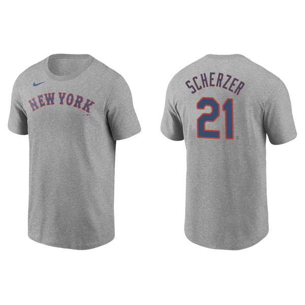 Men's Max Scherzer New York Mets Gray Name & Number Nike T-Shirt