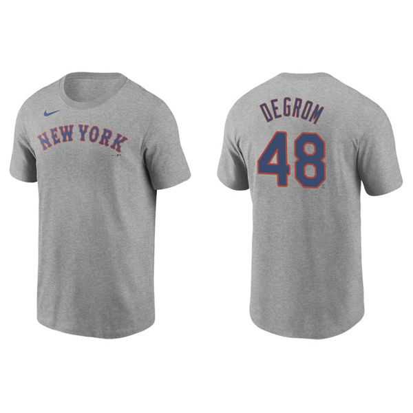 Men's New York Mets Jacob DeGrom Gray Name & Number Nike T-Shirt