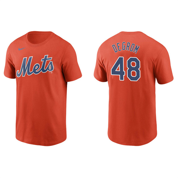 Men's New York Mets Jacob DeGrom Orange Name & Number Nike T-Shirt