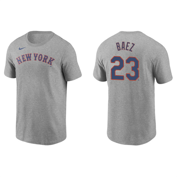 Men's New York Mets Javier Baez Gray Name & Number Nike T-Shirt