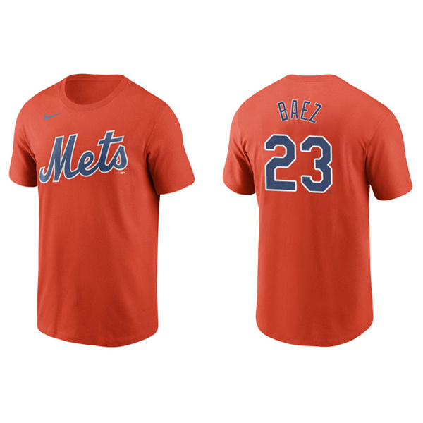 Men's New York Mets Javier Baez Orange Name & Number Nike T-Shirt