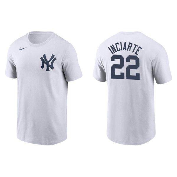Men's New York Yankees Ender Inciarte White Name & Number Nike T-Shirt