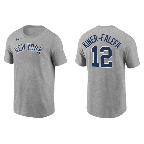 Men's New York Yankees Isiah Kiner-Falefa Gray Name & Number Nike T-Shirt