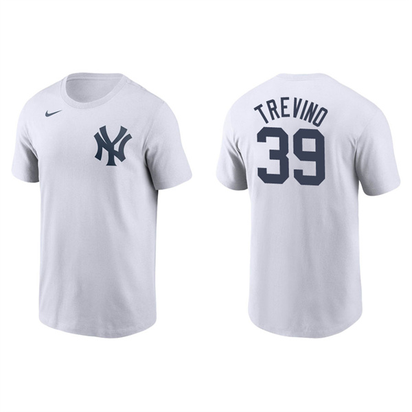 Men's New York Yankees Jose Trevino White Name & Number Nike T-Shirt
