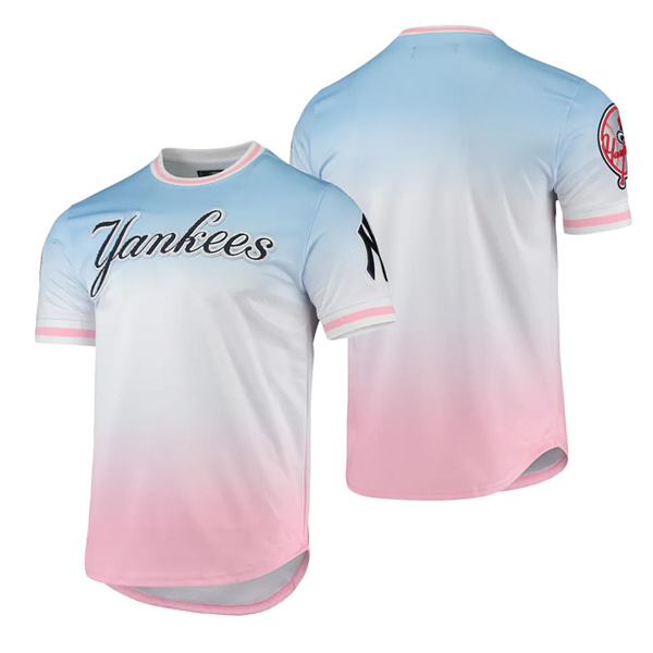 Men's New York Yankees Pro Standard Blue Pink Ombre T-Shirt
