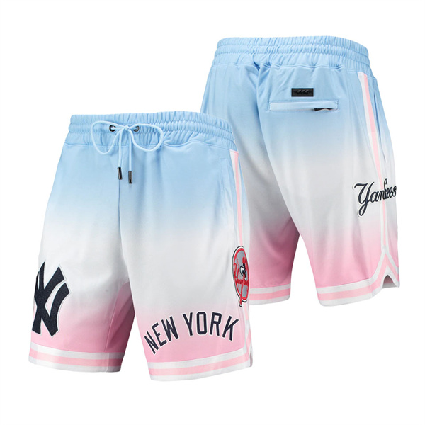 Men's New York Yankees Pro Standard Blue Pink Team Logo Pro Ombre Shorts