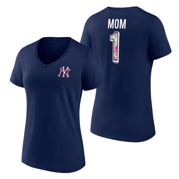 Women's New York Yankees Fanatics Branded Navy Team Mother's Day V-Neck T-Shirt