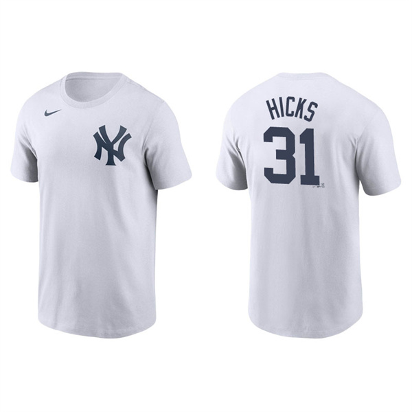Men's New York Yankees Aaron Hicks White Name & Number Nike T-Shirt