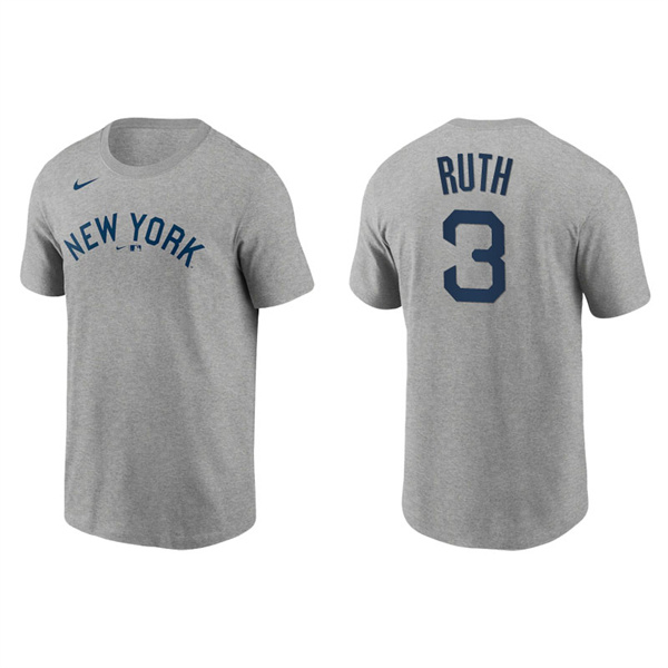 Men's New York Yankees Babe Ruth Gray 2021 Field Of Dreams T-Shirt