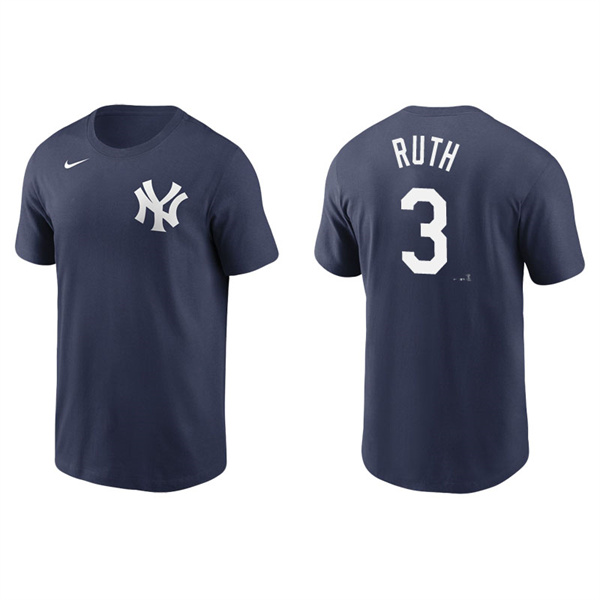 Men's New York Yankees Babe Ruth Navy Name & Number Nike T-Shirt