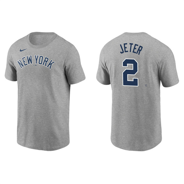 Men's New York Yankees Derek Jeter Gray Name & Number Nike T-Shirt