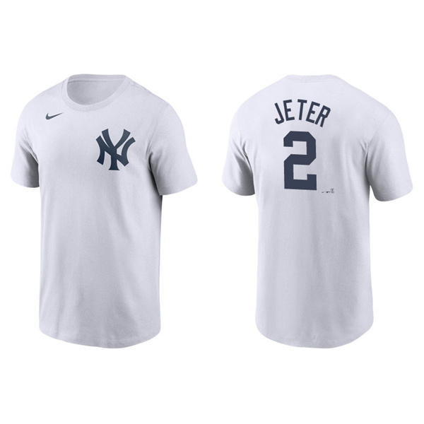 Men's New York Yankees Derek Jeter White Name & Number Nike T-Shirt