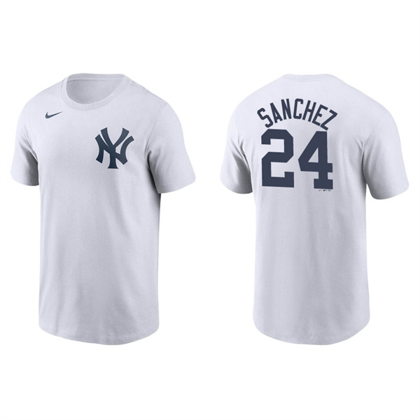 Men's New York Yankees Gary Sanchez White Name & Number Nike T-Shirt