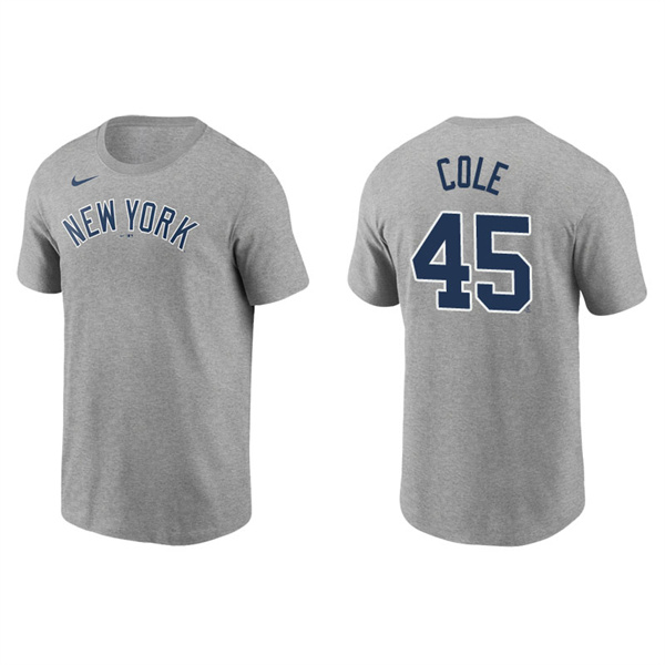 Men's New York Yankees Gerrit Cole Gray Name & Number Nike T-Shirt