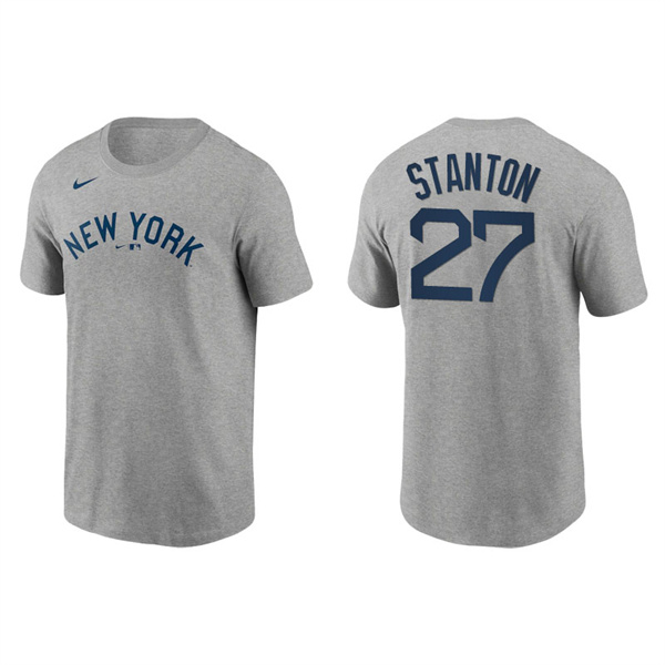 Men's New York Yankees Giancarlo Stanton Gray 2021 Field Of Dreams T-Shirt