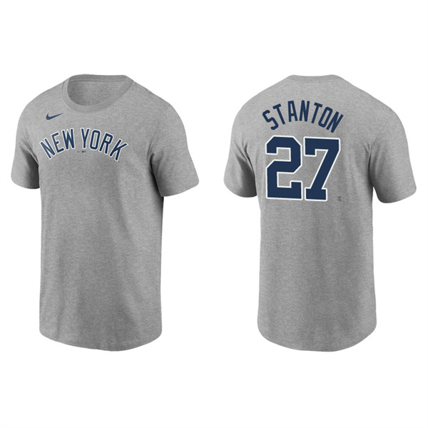Men's New York Yankees Giancarlo Stanton Gray Name & Number Nike T-Shirt